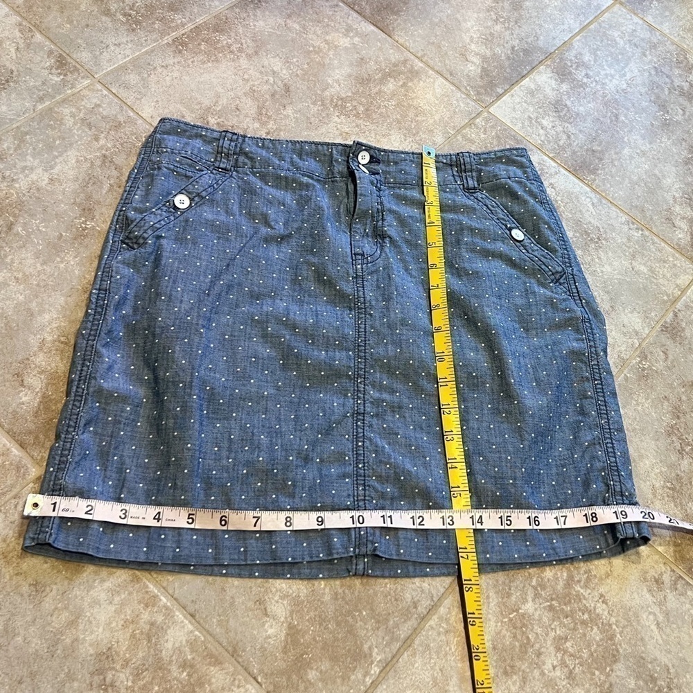 Tommy Hilfiger Chambray Polka Dot Blue White Cotton Mini Skirt High Rise 8 - Picture 5 of 9
